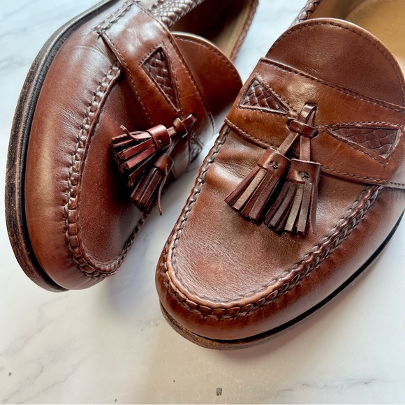 Allen Edmonds Maxfield Brown Leather Slip-On Tassel Loafer Dress Shoe Size 9 D - Picture 7 of 17